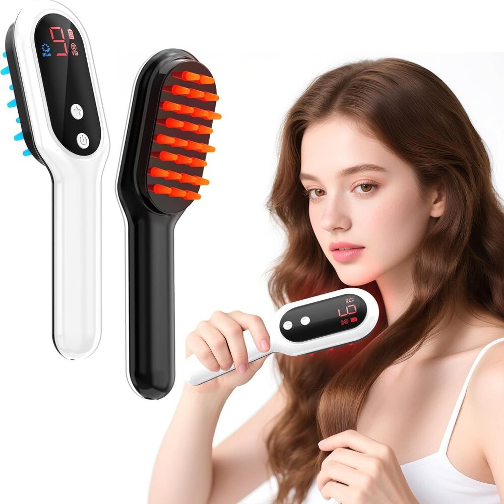 Electric Massage Comb with Red Blue Light Effectively Cares Hair and Scalp